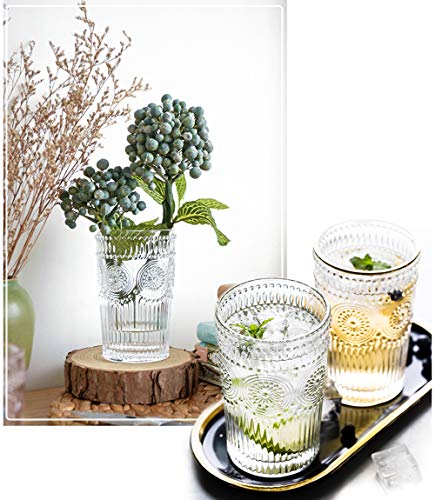 Kingrol 6 Pack 12 Oz Romantic Water Glasses, Premium Drinking Glasses Tumblers, Vintage Glassware Set For Juice, Beverages, Beer, Cocktail #TOP6