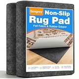 Songrey Non Slip Rug Pad Gripper 8x10 Ft, Thick Felt Fabric with Anti Skid Backing, Carpet Pad for Hardwood Floors, Keep Area Rugs in Place and Safe