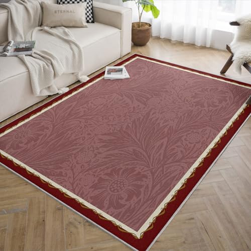 Tapis antidérapant 200x300cm lavable machine intérieur salon rouge - 6