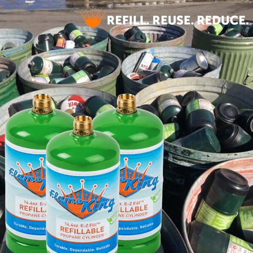 Flame King 1LB EMPTY Propane Cylinder Tank – Refillable – Reusable – Safe and Legal Refill Option – DOT Compliant – 16.4 oz for Camping, Backpacking, and Hiking, Green by Flame King - Image 7