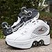 Pinkskattings@ Zapatos con Ruedas Dobles Automática Calzado De Skateboarding Zapatos Invisible De Polea De Zapatillas De Deporte Luz Zapatos Aire Libre,38