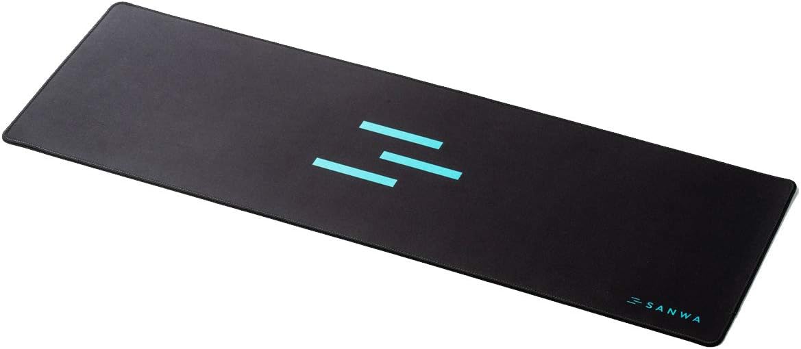 SANWA Extended Gaming Mouse Pad, Large Non-Slip Natural Rubber Base Mousepad with Durable Stitched Edges, Foldable Desk Mat for Computer, Laptop, Keyboard, Office & Home, Black, 35.43 x 11.81 in