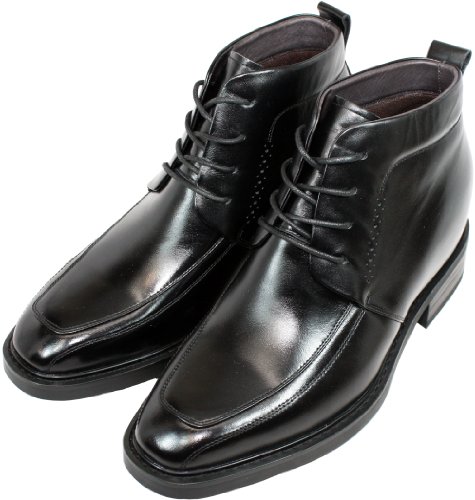 Calden Men's Invisible Height Increasing Elevator Shoes - Black Leather Lace-up Dress Formal Ankle Boots - 3 Inches Taller - K28801 - Size 8 D(M) US3