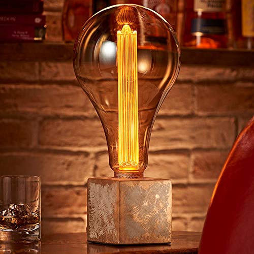 Auraglow Mysa Modern Contemporary Bronzed Effect Stone Cement Cube Bedside Desk Table Lamp/Light - with XXL LED Bulb