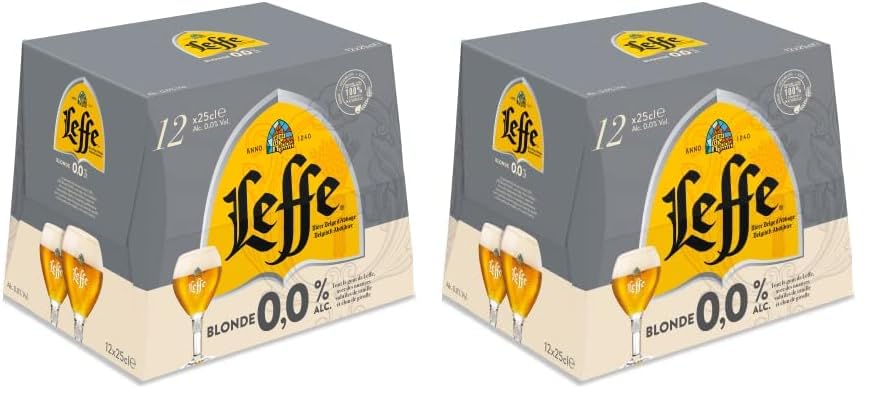 Leffe Blonde 0% Bière sans alcool Pack 12 Bouteilles 25 cl (Lot de 2)