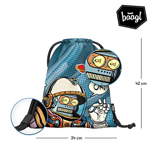 Baagl Gymtas voor jongens, waterdichte schoenentas voor kinderen, school en kleuterschool, sportrugzak, gymtas - Image 3