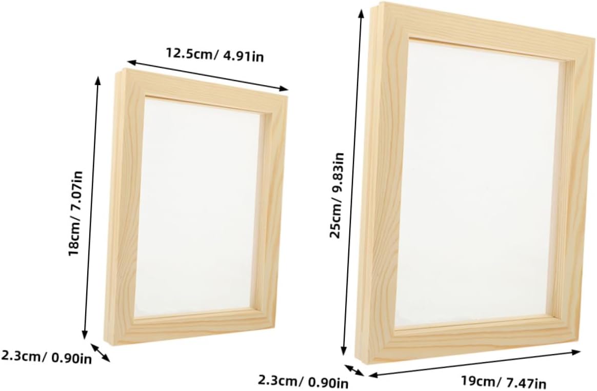 KONTONTY 2pcs Paper Making Frame Moulds for Handmade Paper Crafts Mesh Screen for Creating Cards Journals and Tags