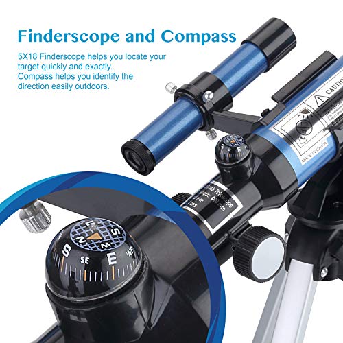 AOMEKIE Kids Telescopes for Beginners Astronomy 40mm/400mm Telescope with Finderscope Tripod and Compass