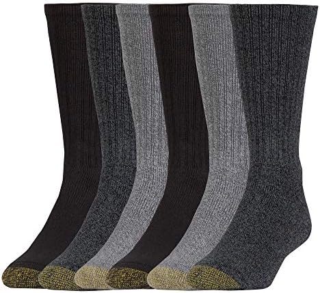 GOLDTOE Men's Harrington Crew Socks, Multipairs, Charcoal/Light (6-Pairs), Large