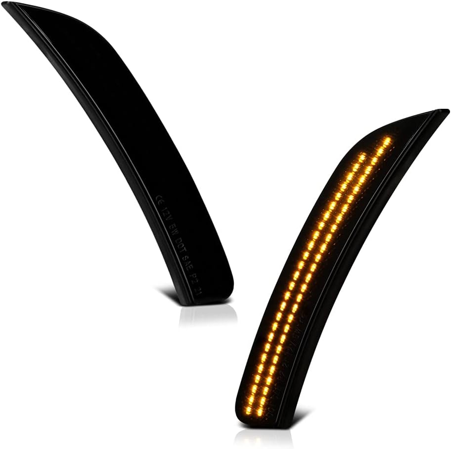 VIPMOTOZ For 2015-2017 Chrysler 200 Smoke Lens Amber LED Front Bumper DRL Side Marker Light Fender Parking Lamp, Driver & Passenger Side