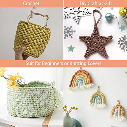 Niceec 2 Skeins Fabric Cloth Yarn T-Shirt Yarn For Crochet Knitting Soild Color Yarn For Hand Diy Craft Bag Basket Cushion-Totle Length 2×32Yds(2×30M, 2×100G)-Brown Gray #TOP6