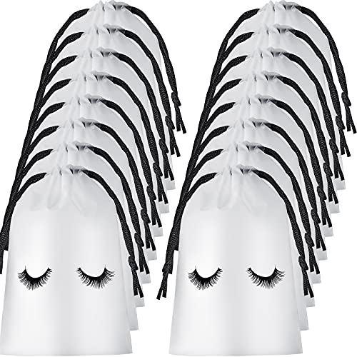 50 Pieces Eyelash Aftercare Bags Plastic Makeup Bags Toiletry Makeup Pouch Cosmetic Lash Bags Travel Aftercare Bags with Drawstring for Women Girls Makeup Supplies (White,4 x 6 Inches)