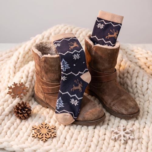 Image of Tipi Toe Women's 6 Pairs Winter Boot Socks - Soft Cotton Blend Warm Crew Socks Size 9-11