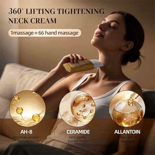 YCQQPRO Angel Silk AH-8 Firming Neck-Eye Cream Bundle, Tightening & Revitalizing Set, Electric Massage Eye Cream with Red Light, Firm Smooth of Eye Fine Lines, Anti-Wrinkle Deep Moisturizing Skincare