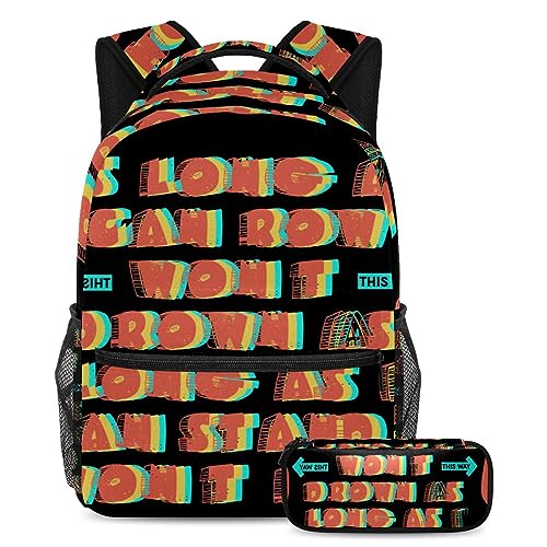 Sac à dos arc-en-ciel imperméable grand volume avec trousse scolaire assortie