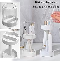 Vista 6 de 1 soporte para cepillos de dientes con tapa/taza y 2 ranuras, soportes para cepillos de dientes eléctricos de altura ajustable para baños