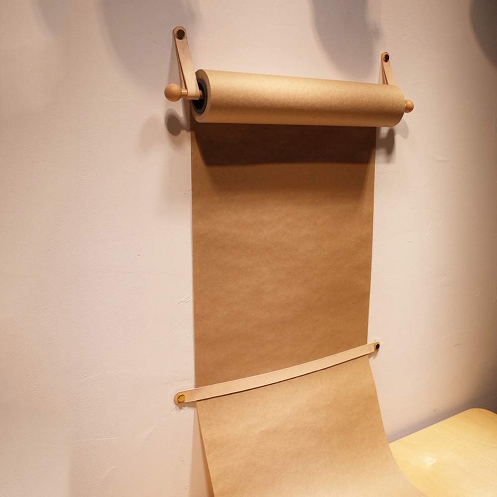 Wall-Mounted Brown Kraft Paper Roll for Children Doodle - Creative Roll Holder for Hand-Painted, Coffee Shop, Studio, Office,Fullset