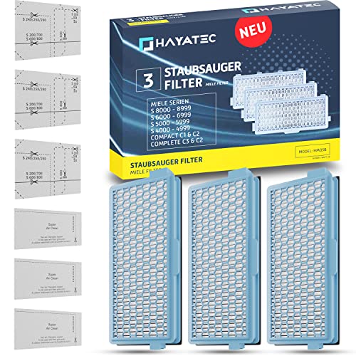 HAYATEC 3x HEPA Filter kompatibel mit Miele Staubsauger s8340...