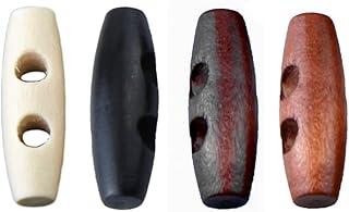 MAHAVIMOKSA 50pcs Mixed Colors 2 Hole Scrapbooking Sewing Wood Toggle Buttons Stained Chery Oval 30x10mm(1-1/8 X 3/8”)