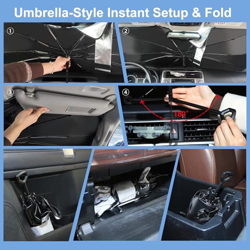 Image of Windshield Sun Shade Umbrella for 2014-2020 Ni- ssan Rogue