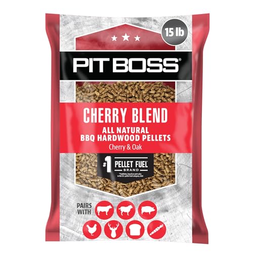 Pit Boss 100% All Natural BBQ Hardwood Pellets for Cooking Grilling and Smoking | 15 lbs. Wood Pellets for Pellet Grills and BBQ Smokers | Cherry Blend