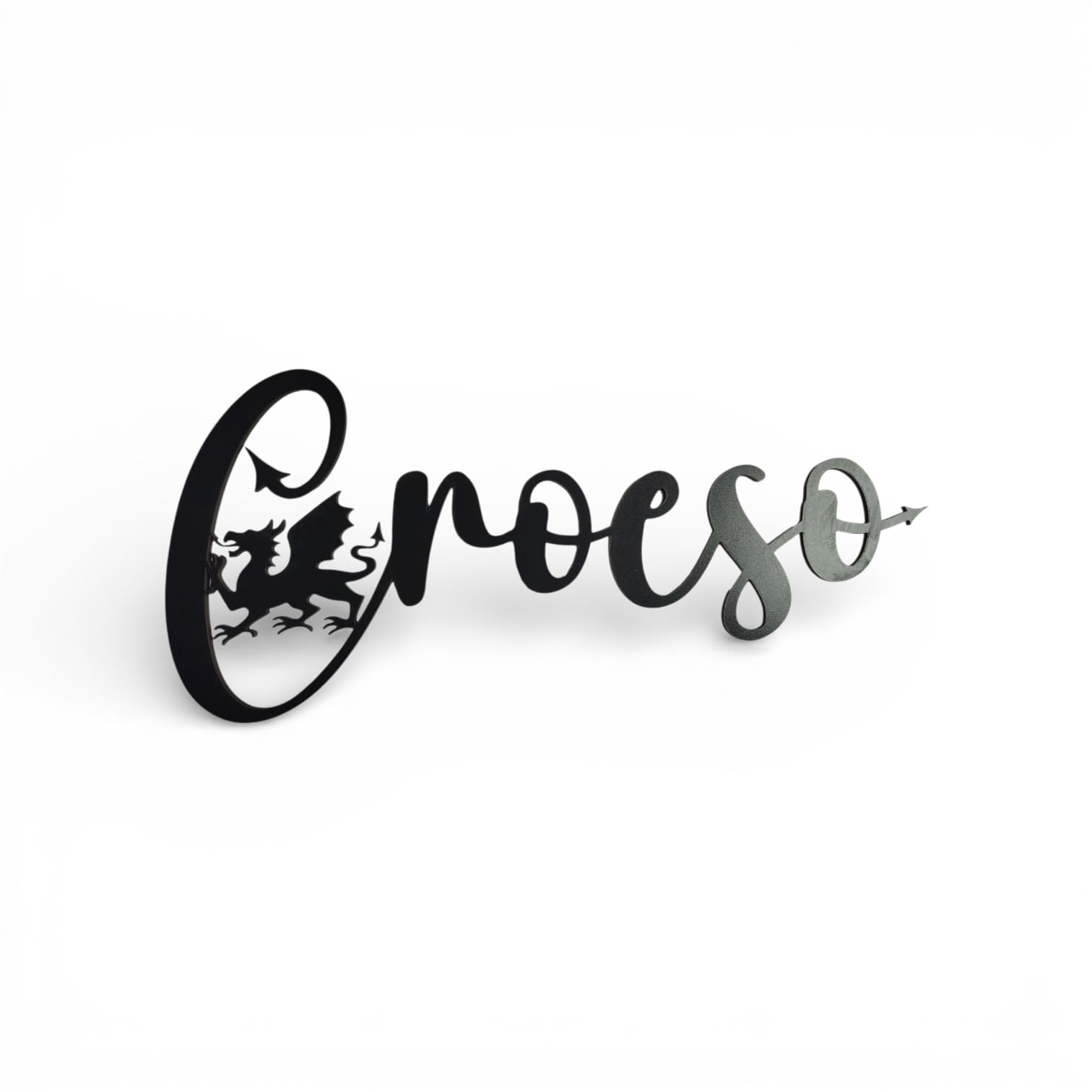Croeso Welcome Welsh Dragon Wall Art Black MDF. Welsh. Dragon Gift. Anrheg Cymru Draig. Welsh wall word art. Wales welcome sign (Croeso)