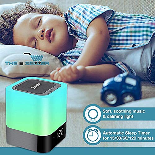Foreita Bluetooth Speaker Night Light - Touch Control Bedside Lamp Portable Wireless Mp3 Player Alarm Clock - Multicolor Dimmable Changing Led Table Lamp For Bedroom #TOP7