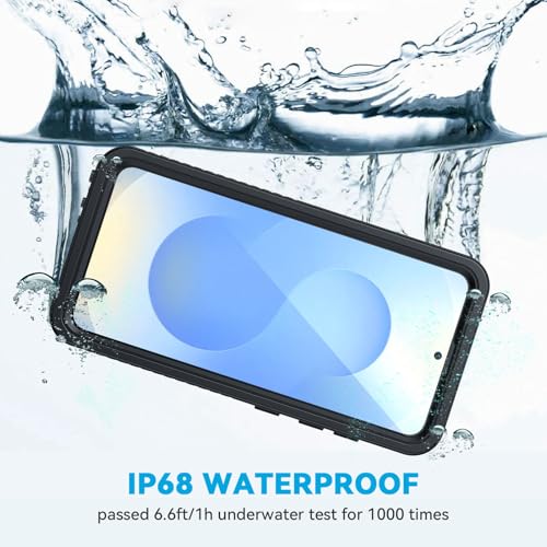 Image of Lanhiem for Samsung Galaxy S25 Phone Case, IP68 Waterproof Dustproof, Built-in Screen Protector, Rugged Full Body Shockproof Protective Cover for Galaxy S25, Black