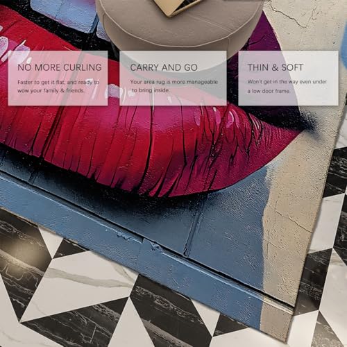 Carpette antidérapante lavable motif lèvres 3D pour lit