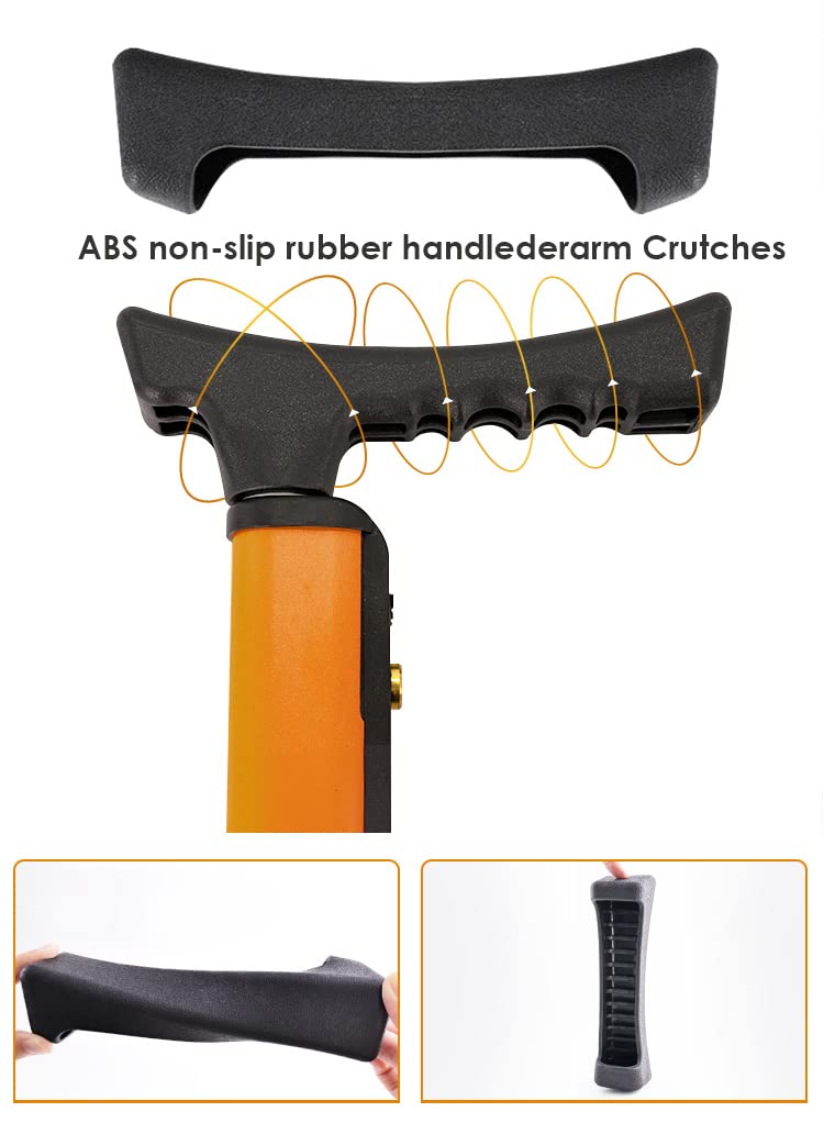 Bastón Muleta Ajustable para Las Axilas para Adultos, Bastón De Aluminio De Moda para Hombres, Mujeres, Gris/Naranja/Azul, Carga De 200 Kg/440 Libras, 1 Unidad