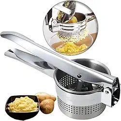 Espremedor de Batatas Manual em Aço Inox, 26,5 cm, Design Ergonômico, Multiuso para Legumes