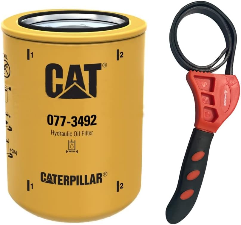 Caterpillar 077-3492 Hydraulic/Transmission Filter Advanced High Efficiency w/IHD Strap Wrench Bundle (1)