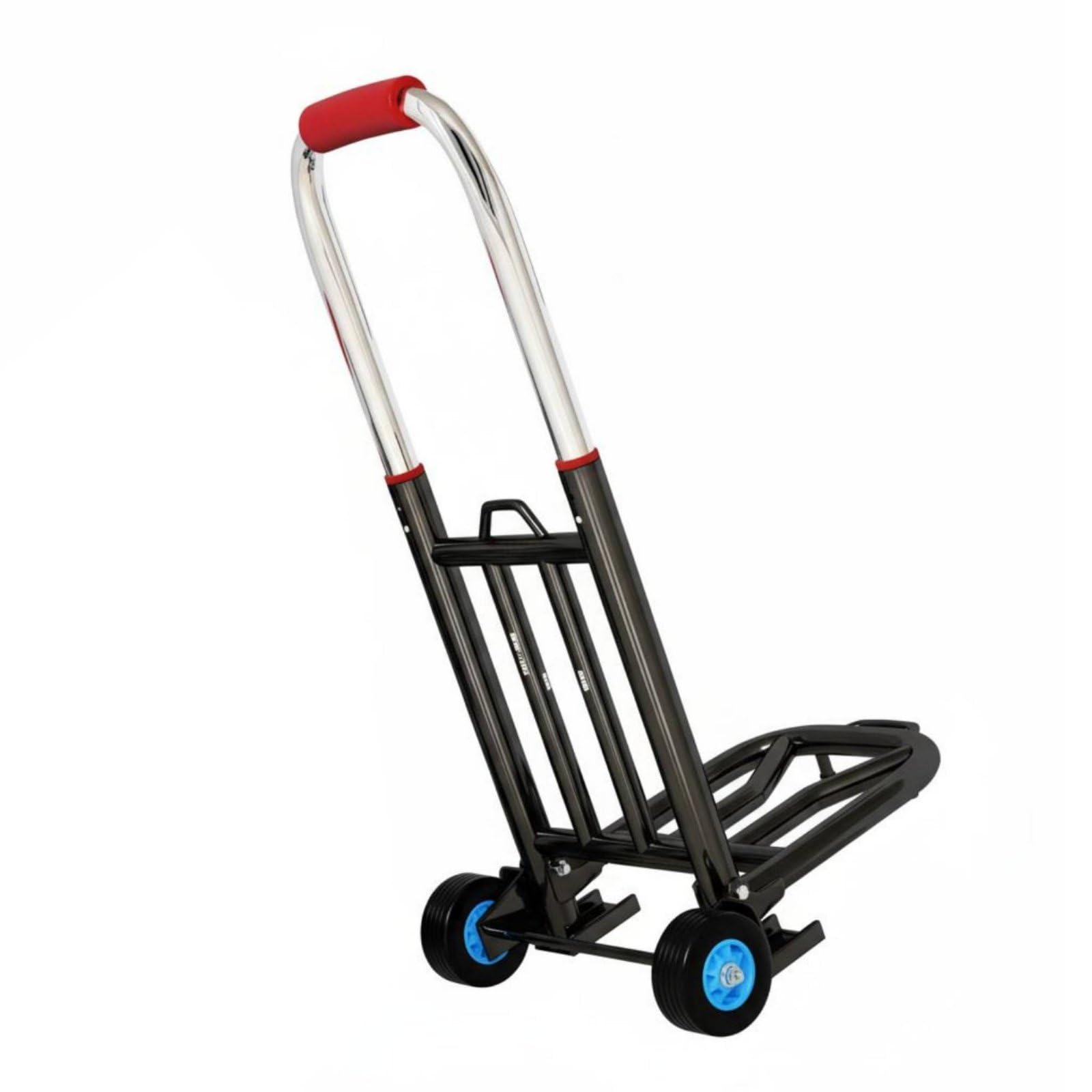 Gepäckwagen Klappbarer Handwagen Sackkarre Transportkarre Plattformwagen mit Teleskopgriff aus Metall Und Gummi für Stabile Traglast Und Leichtes, 28MM, Deluxe Verst. Gummi
