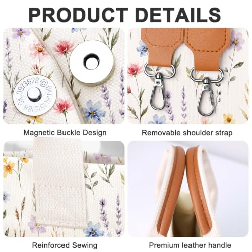 Image of Canvas Tote Bag for Women with Pockets Crossbody Bag Tote Shoulder Handbags Casual Work Bags Everything Tote Bag
