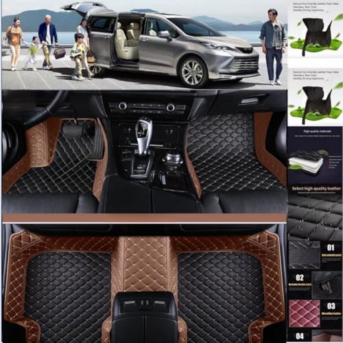 YUHGO Luxury Custom Car Floor Mats fit for Toyota All Models from 2000 to 2025 Camry 4Runner RAV4 C-HR Corolla Prius Highlander Sienna Tacoma Tundra Venza Solara... (Black Rice-Brown)