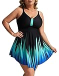 Hanna Nikole Plus Size Swim Dress Women's Skirted One-Piece Swimsuits Tummy Control Swimwear Shape Swimming Costume Soft Bathing Suits with Swim Shorts