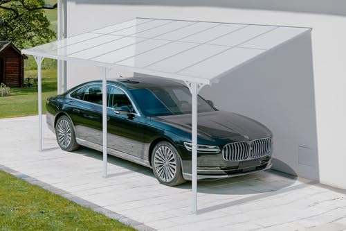 Cazeboo Tettoia per terrazza, auto addossata KLEO 450L300 alluminio Bianco