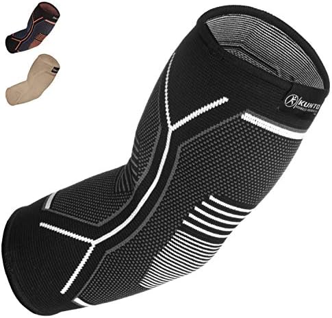 Kunto Fitness Elbow Brace Compression Support Sleeve for Tendonitis, Tennis Elbow, Golf Elbow Treatment - Reduce Joint Pain During Any Activity!
