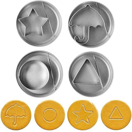 Korean Sugar Candy Making Tools, Stainless Steel Cookie Cutters and Biscuit Molds, 12-Set Baking Kit With Umbrella, Triangle, Star, Round Shapes for Christmas Party Favors