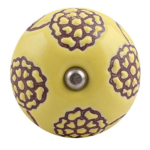 Indian Shelf Floral Wine Stopper | Wine Corks | Ceramic Christmas Wine Bottle Stopper [Yellow, 4 Pack] #TOP1