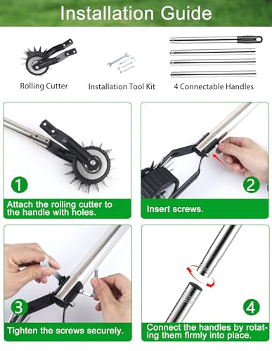 2024 Upgrade Edger Lawn Tool, Hand Manual Lawn Edger, Wheel Rotary Trimmer Grass Weed Edger for Garden Sidewalk Landscaping Yard, Stainless Steel Long Handle 68 inch