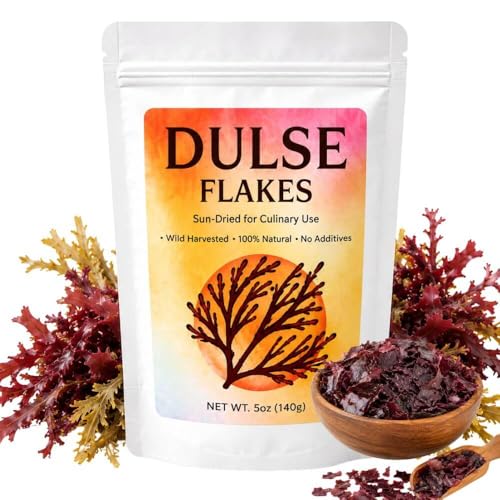 5oz Wild-Harvested Dulse Seaweed Flakes, Sun-Dried and Ready to Use