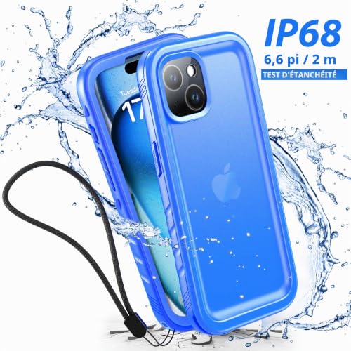 Protection Écran iPhone 15 Incassable Coque Bleue 360