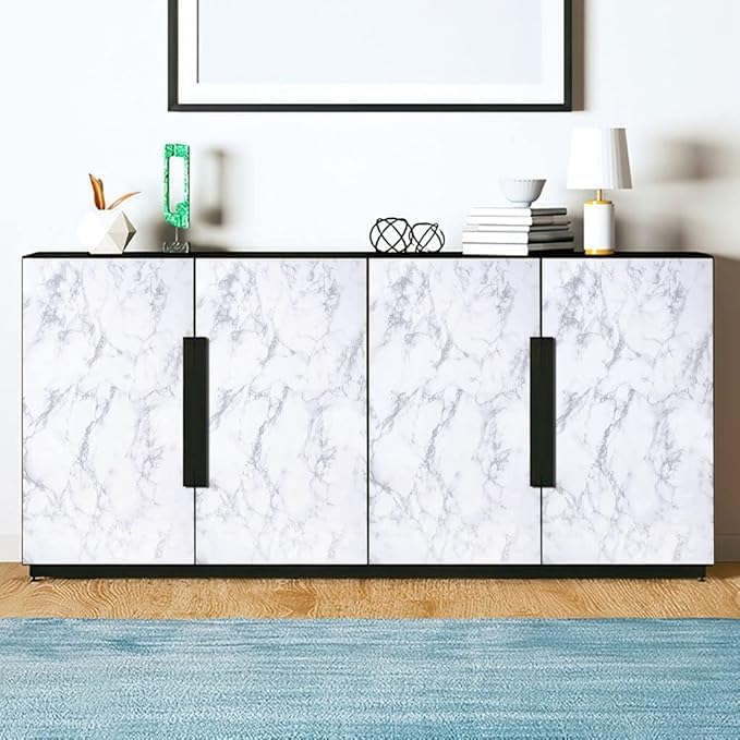 Image of Self Adhesive PVC 3D Wall Sticker Oil Proof Waterproof Kitchen Backsplash Wallpaper Decorative Sheet for Home Living Room Bedroom Cafe Walls (60x200 cm, White - Pack of 1)