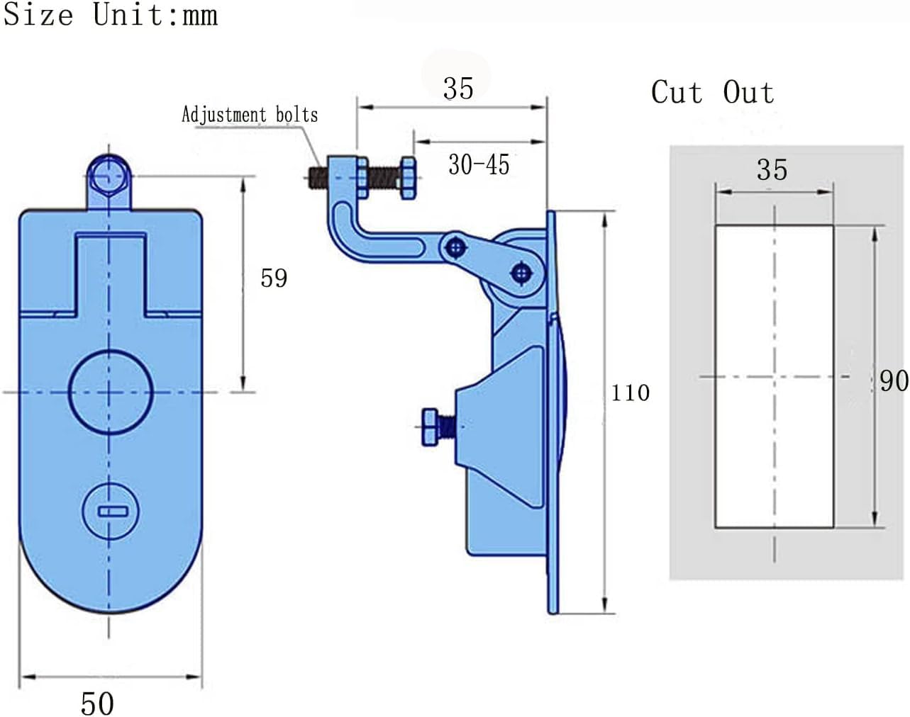 Adjustable Compression Latch, 35mmFlush Mount Panel Lock, Heavy Duty Zinc Alloy Electrical Cabinet Lock for Industrial Control Box, RV Storage, Boat Hatch - Vibration Resistant
