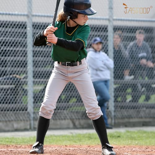 Image of JASGOOD 2 Pack Baseball Socks and Belt Combo Set Softball Socks and Belts Elastic Waist Belt for Youth and Adult Boys