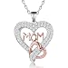 Caperci Two-Tone Rose Gold Sterling Silver Love MOM Heart Pendant Necklace for Women, 18"