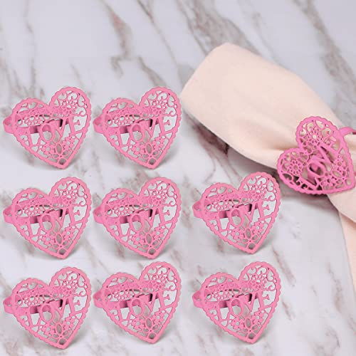 ManChDa Pink Heart Metal Napkin Rings #TOP29