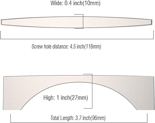 Miniatura 3 de Asidrama Paquete de 10 manijas de gabinete de cocina de níquel satinado cepillado de 3.75 pulgadas (3.780 in), tiradores de gabinete, accesorios de