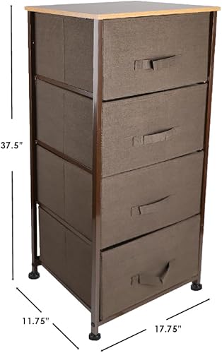 Miniatura 3 de Home Basics Organizador de almacenamiento con varios cajones (4 cajones, marrón)